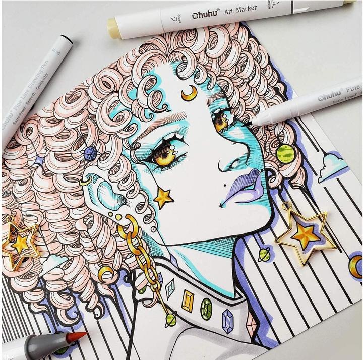 Actual product image Ohuhu Fineliner drawing pens (Multicoloured, 8 x)