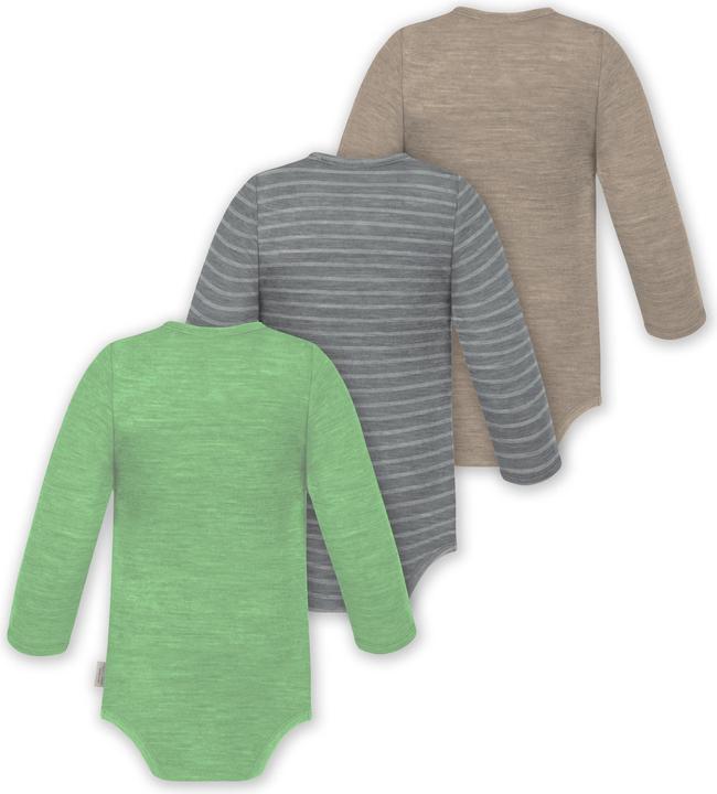 Actual product image Normani 3-pack baby merino bodysuit long sleeve "Auckland" - 9375 (56)