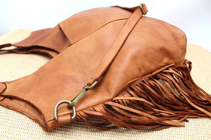 Actual product image Only-Bags.Store Handbag, soft leather bag, leather shoulder bag with fringes