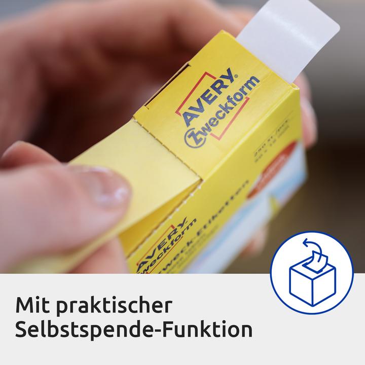 Produktbild Avery 3383 Abgerundetes Rechteck Dauerhaft Weiss 250Stück(e) selbstklebendes Etikett