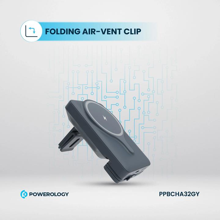 Produktbild Powerology Car Mount 5000mAh Power Bank With Magnetic Wireless Charger (5000 mAh, 20 W)