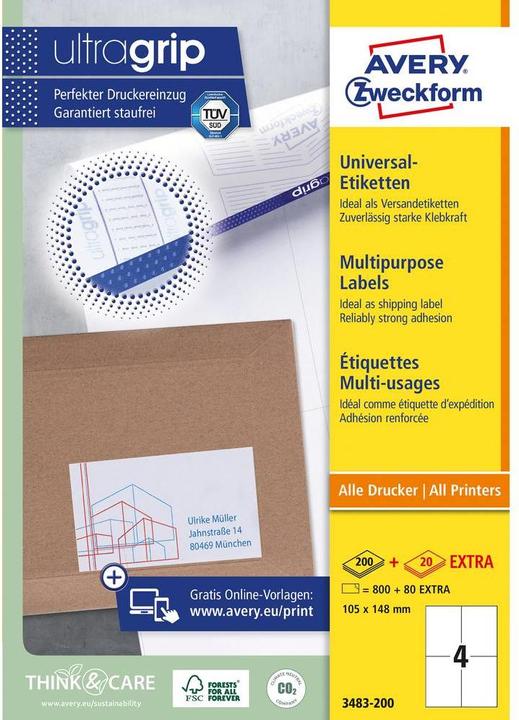 Actual product image Avery Universal labels
