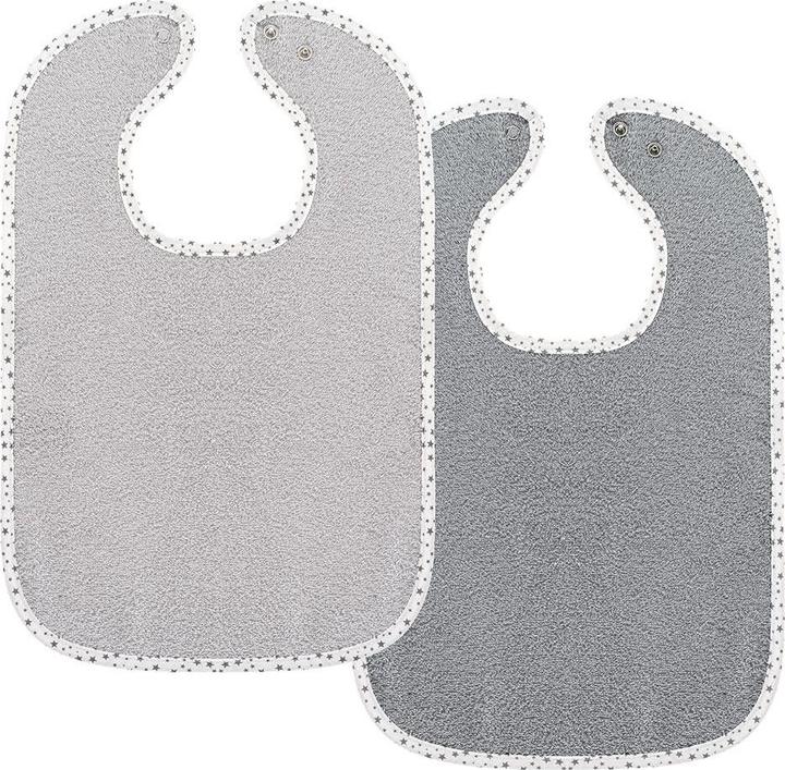Actual product image Bib set of 2 giant bibs with press studs - Grey Light grey