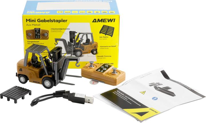 Image du produit Amewi RC Gabelstapler aus Metall 8-Kanal 1:64 RTR (RTR Prêt à fonctionner)