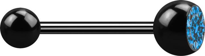 Image du produit Star Piercing Micro Barbell noir avec boule et cristal boule bleu clair (Acier chirurgical 316L, sans laiton)