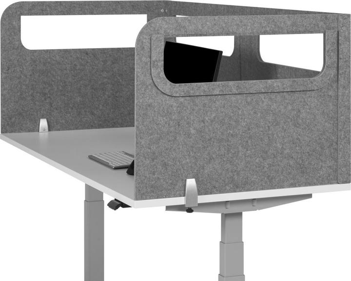 Actual product image Bakker Elkhuizen Table divider U-shape w. acrylic window grey 60cm deep (160 x 60 x 60 cm)