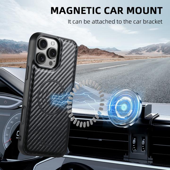 Immagine prodotto Ueli Express Copertina magnetica in carbon look con porta carte di credito staccabile (Apple iPhone 16 Pro)