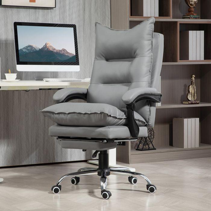 Produktbild Swisshandel24 Bürostuhl mit Liegefunktion, ergonomisch Schreibtischstuhl Drehstuhl Hellgrau
