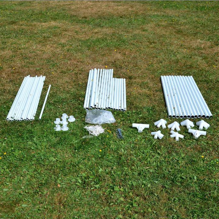 Produktbild VCM Pavillon Partyzelt blau 3x6m PE 110g/m² Gartenzelt Festzelt Eventzelt Marktzelt (600 cm, 600 cm)