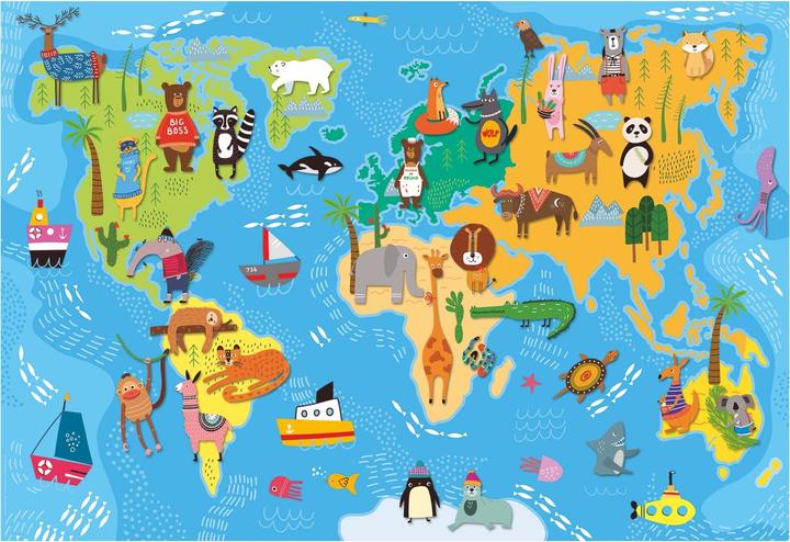 Actual product image Ludattica Giant Puzzle - World map of animals (48 pieces) (48 pieces)