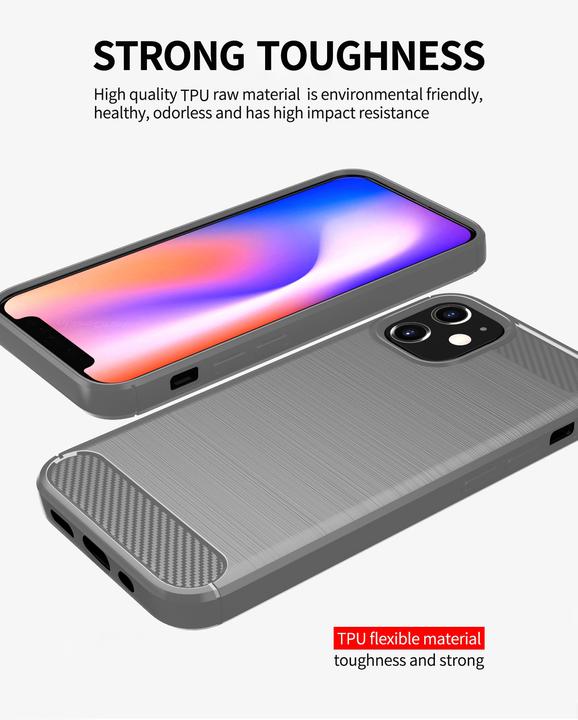Immagine prodotto Cadorabo TPU Ultra sottile in acciaio inossidabile al carbonio Combi Cover (Apple iPhone 12 mini)