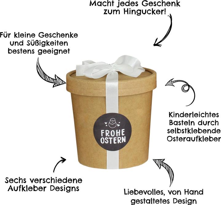 Actual product image Papierdrachen Easter mug - with lid, ribbon and stickers (6 x, Ø 4 cm)