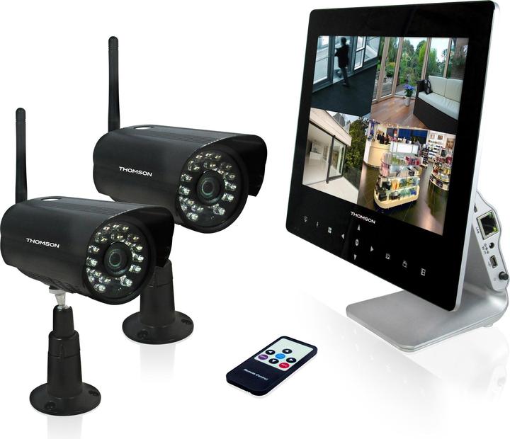 Image du produit Thomson 512330 Ensemble de caméras de surveillance sans fil avec 2 caméras 1280 x 720 pixels 2,4 GHz (1280 x 720 pixels)