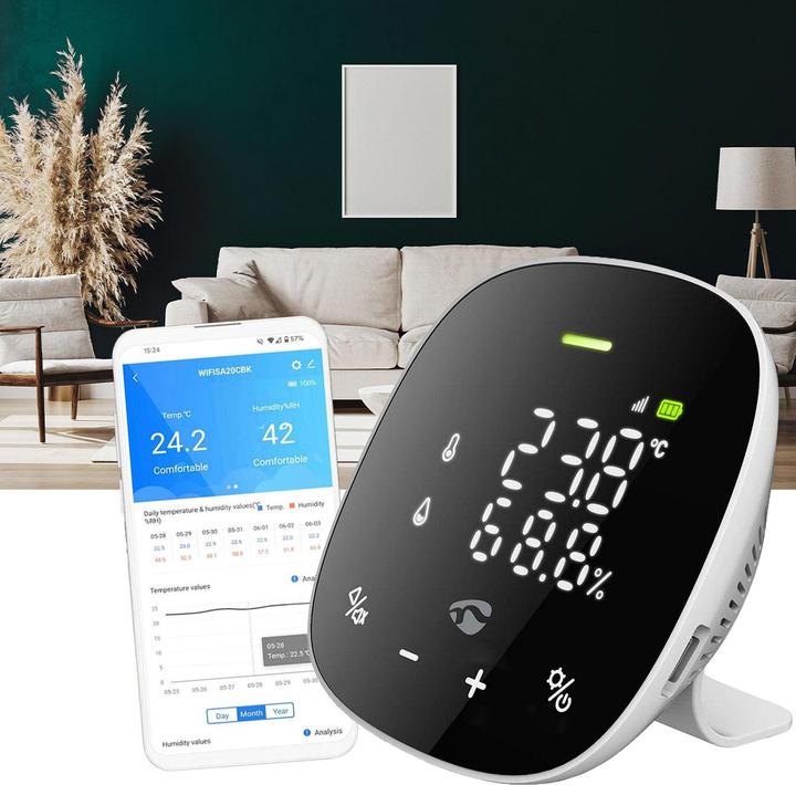 Image du produit Nedis SmartLife Luftqualitätsmonitor Wi-Fi | inkl. Display | Kohlendioxid (CO2) / Luftfeuchtigkeit /