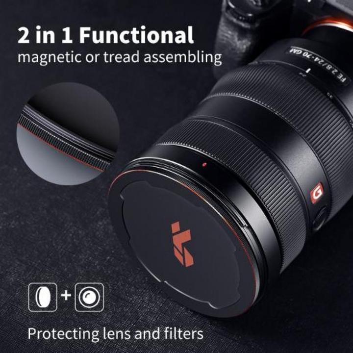 Actual product image K&F Concept 67mm Metal Cap, Black, Aluminium Alloy, Doulbe Function (67 mm)