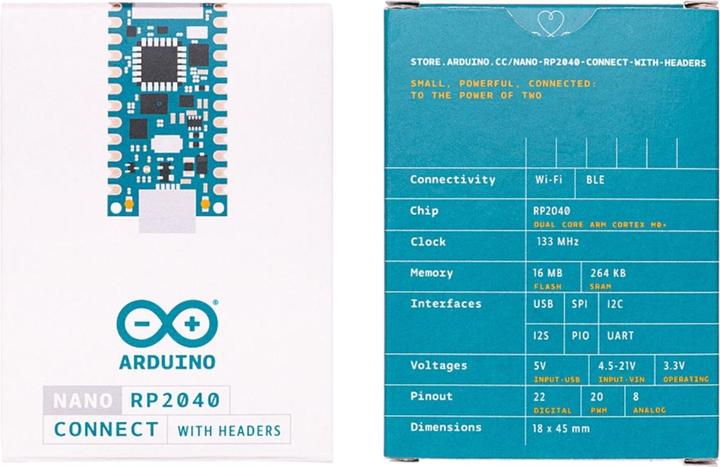 Produktbild Arduino Entwicklerboard Nano RP2040 Connect mit Pinleisten
