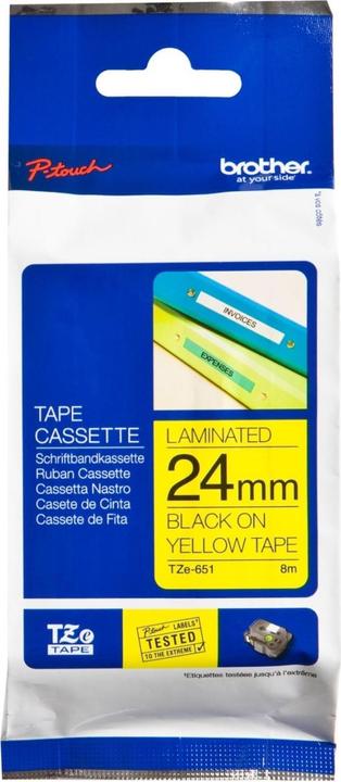 Actual product image Brother Tze-651 (2.40 cm, Yellow, Black)