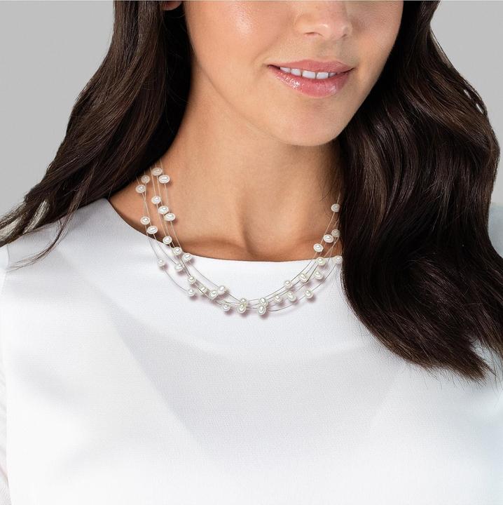 Actual product image Valero Pearls Ladies sterling silver freshwater cultured pearl silver 45.0 cm base chain + 5.0 cm extension - (Sterling Silver, 45 - 50 cm)