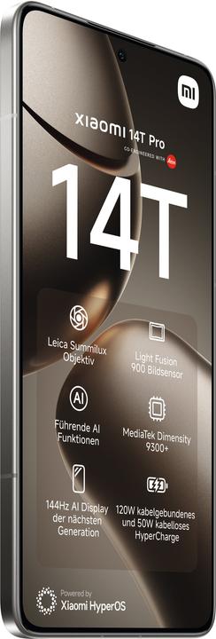 Actual product image Xiaomi 14T Pro (512 GB, Titan Gray, 6.67", Dual SIM, 50 Mpx, 5G)