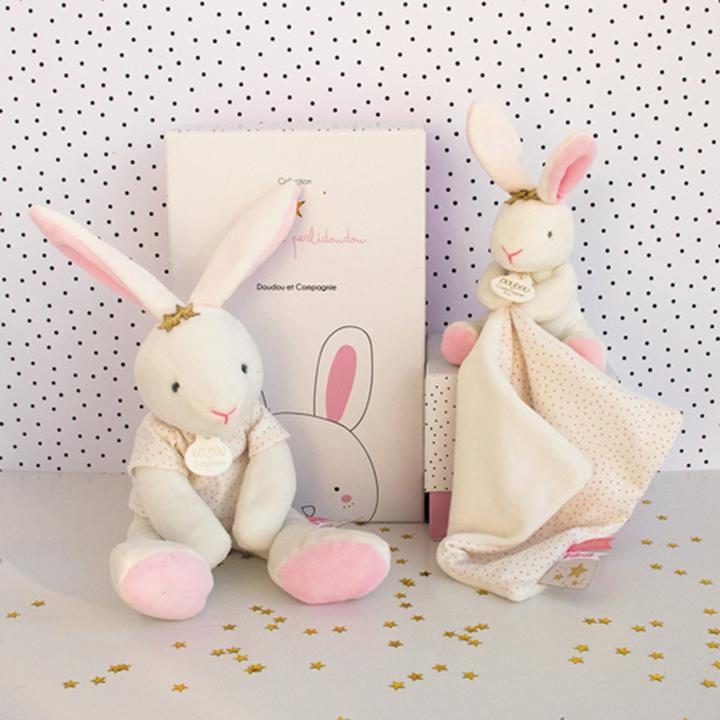 Actual product image Doudou et Compagnie Plush bunny with gift box (25 cm)