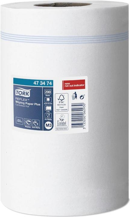 Produktbild Tork Reflex Mehrzweck-Reinigungsrolle, 2-lagig, weiß, 67 m dick, Papierwischtücher aus Tissue (1 x)