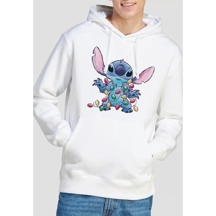 Actual product image Lilo & Stitch Mens Christmas Lights Sketch Hoodie (S)
