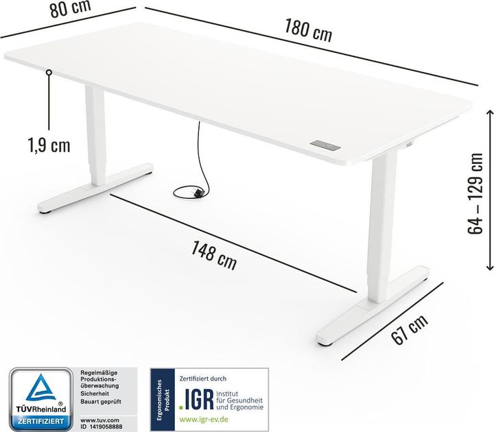 Actual product image Yaasa Desk Pro (180 x 80 cm)