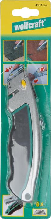 Actual product image wolfcraft Quick-Change Trapezium Blade Knife with Retractable Blade (Cutters)