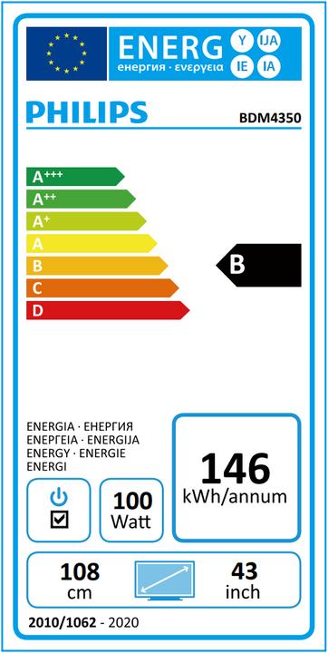 Energy Label Philips Briliance BDM4350UC (3840 x 2160 Pixels, 43")