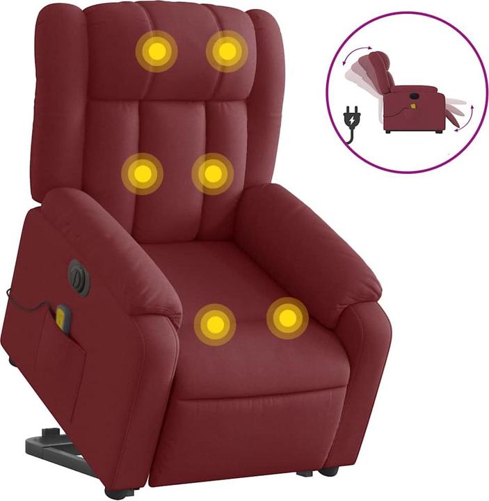 Immagine prodotto VidaXL Poltrona massaggiante con ausilio stand-up poltrona TV elettrica tessuto rosso vino