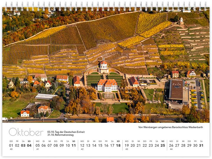 Image du produit Kalender Sachsen von oben kompakt 2026 (21 x 15 cm, Non contraignant, Allemand)