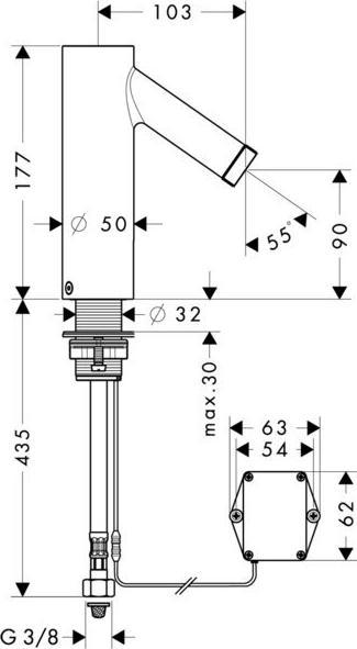 Actual product image hansgrohe electronic washbasin mixer with temperature regulation Battery operation