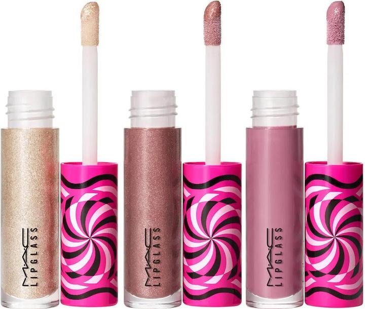 MAC Cosmetics Mini Lipglass Trio - Cool Set Shining Lip Gloss Charmed Im Sure, Frills-N-Chills, Frost Smitten (Frost Smitten, Frills-N-Chills, Charmed Im Sure)