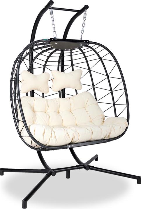 Actual product image ® Hängesessel Twin mit Gestell & weichem Kissen für 2 Personen (200 kg)