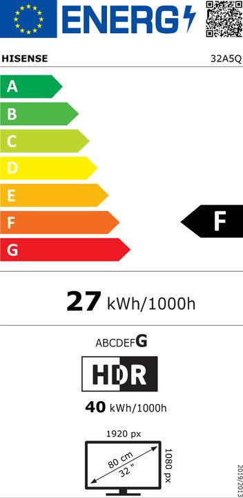 Etichetta energetica Hisense TV 32A5Q (32", QLED, Full HD, 2025)