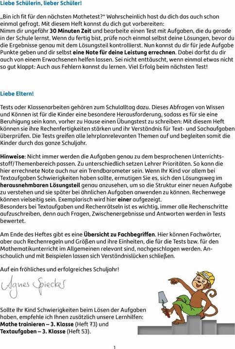 Produktbild Tests in Mathe - Lernzielkontrollen 3. Klasse (Deutsch, Agnes Spiecker, Gisela Specht, 2016)