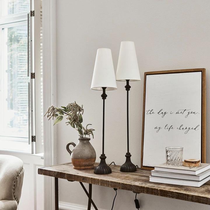 Image du produit Loberon Lampe de table 2 pièces Ambrosse noir/crème (E27)