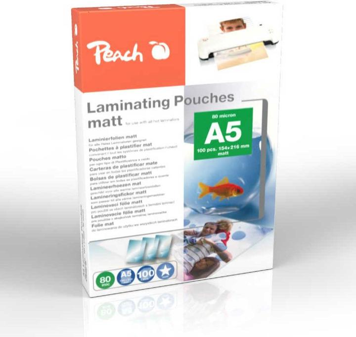 Produktbild Peach Laminierfolien A5 (154x216mm), 80mic, matt (A5, 100 Stück, 80 µm)
