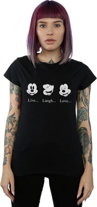Actual product image Disney Womens/Ladies Mickey Mouse Live Love Laugh Cotton T-Shirt (XL)