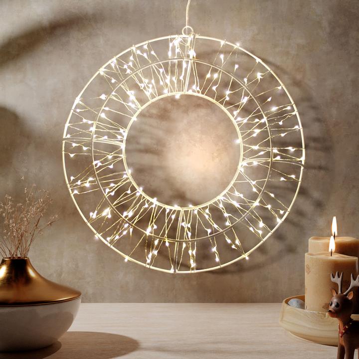 Produktbild Inda-Exclusiv 200 LED Deko Kranz Lichterkranz Weihnachtsbeleuchtung Ø30cm Aussen IP44