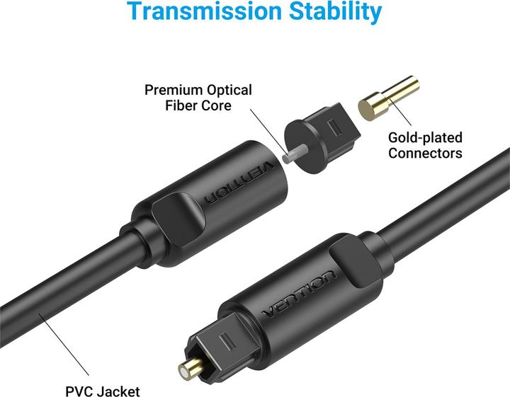 Immagine prodotto Vention Cavo audio in fibra ottica Toslink, ST-ST, nero - 2 m (2 m, Ottico)