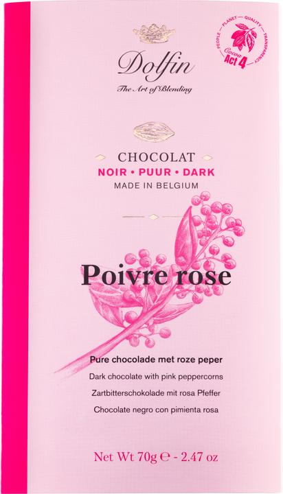 Image du produit Dolfin Chocolat noir au poivre rose (70 g)