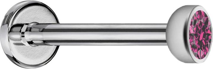 Produktbild Star Piercing Micro Labret Innengewinde silber mit Halbkugel Kristall pink (Titan G23, ohne Messing)