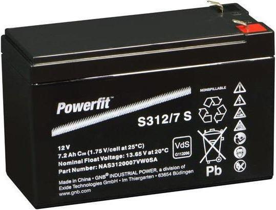 Immagine prodotto Exide Batteria al piombo Powerfit S312/7 S, connessione 4.8, omologazione VDS (12 V, 7.20 Ah)