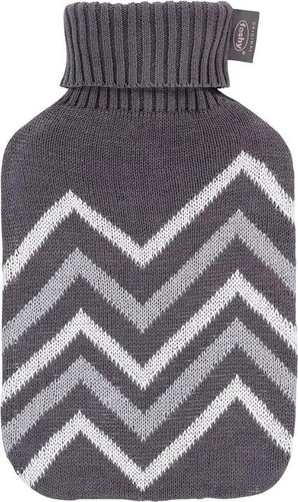 Actual product image Fashy Hot water bottle knitted cover cotton zigzag gray (2 l)