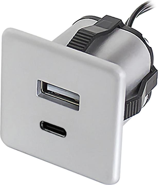 Produktbild Furnika Einbau USB-Charger alufarbig 1xTYP-A + C (12 W)
