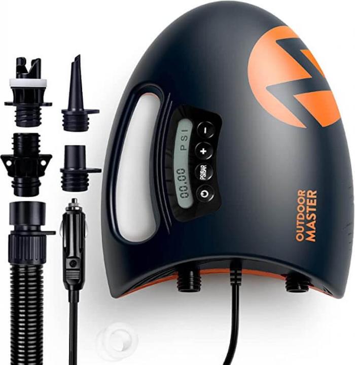 Outdoor Master The Shark Elektrische Luftpumpe SUP Pumpe Hochdruck mit 20PSI 12V DC