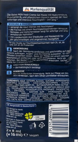 Immagine prodotto dm Balea MEN Maschera viso fresca (16 ml)