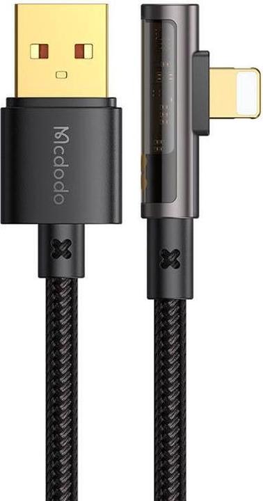 Actual product image Mcdodo CA-3511 USB to lightning prism 90 degree cable, 1.8m (black) (1.80 m, USB 3.2 Gen 1, 12 W)