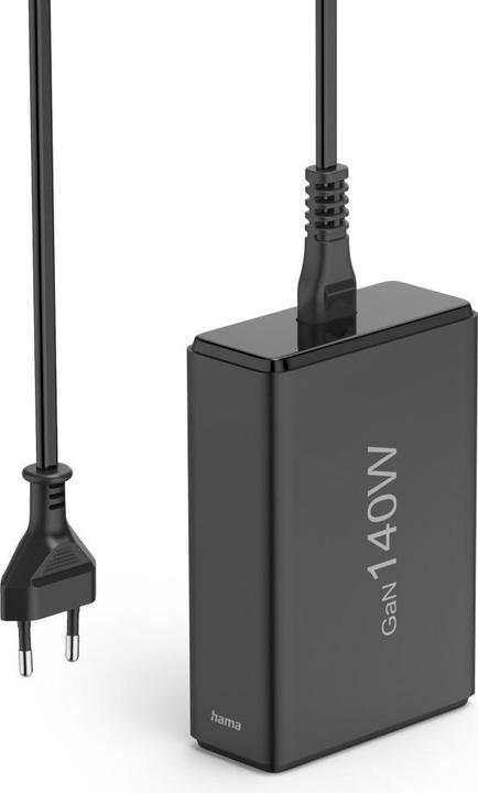 Actual product image Hama Charging station 5 ports, GaN, fast charger, 3xUSB-C, 2xUSB-A, PD, 140 W, SW (140 W)